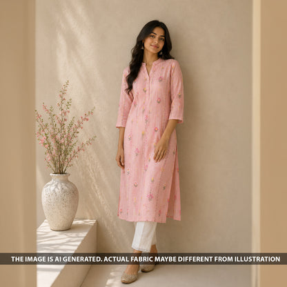 Thread Sequins Work Mul Chanderi Fabric - F6782