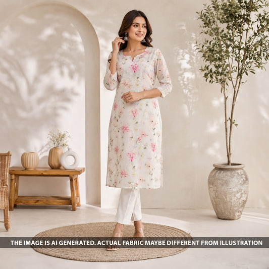 Thread Sequins Embroidered Mul Chanderi Fabric - F6778