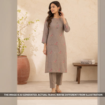 Thread Embroidered Mul Chanderi Fabric - F6785