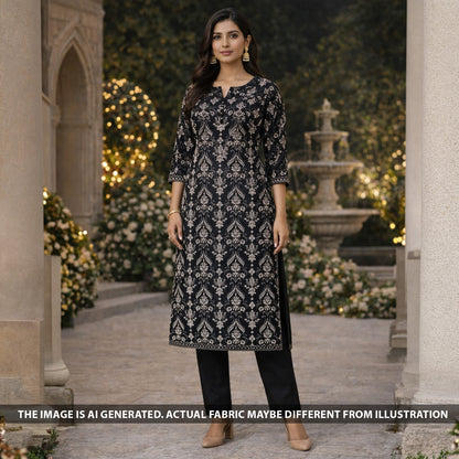 Thread Sequins Embroidered Linen Cotton Fabric - F6047