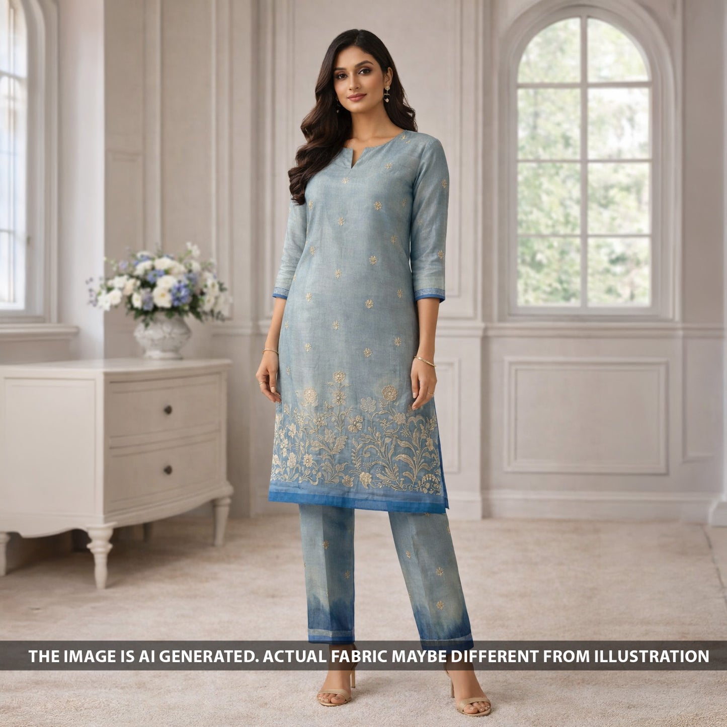 Zari Sequins Work Tissue Fabric - F6049