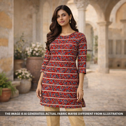 Printed Pintex Gota Patti Cotton Fabric - F6064