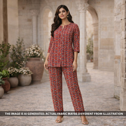 Printed Pintex Gota Patti Cotton Fabric - F6065