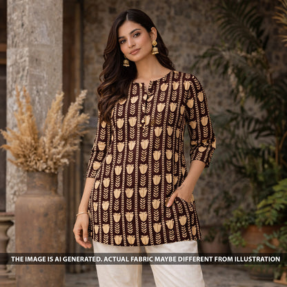 Printed Pintex Gota Patti Cotton Fabric - F6068