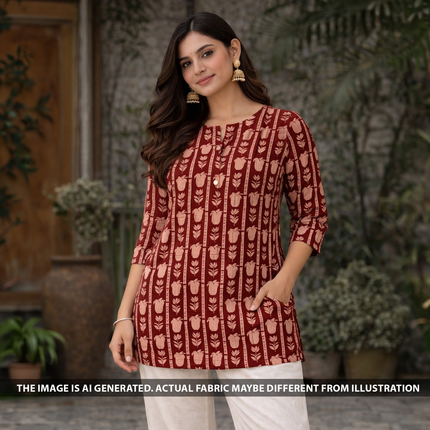 Printed Pintex Gota Patti Cotton Fabric - F6071