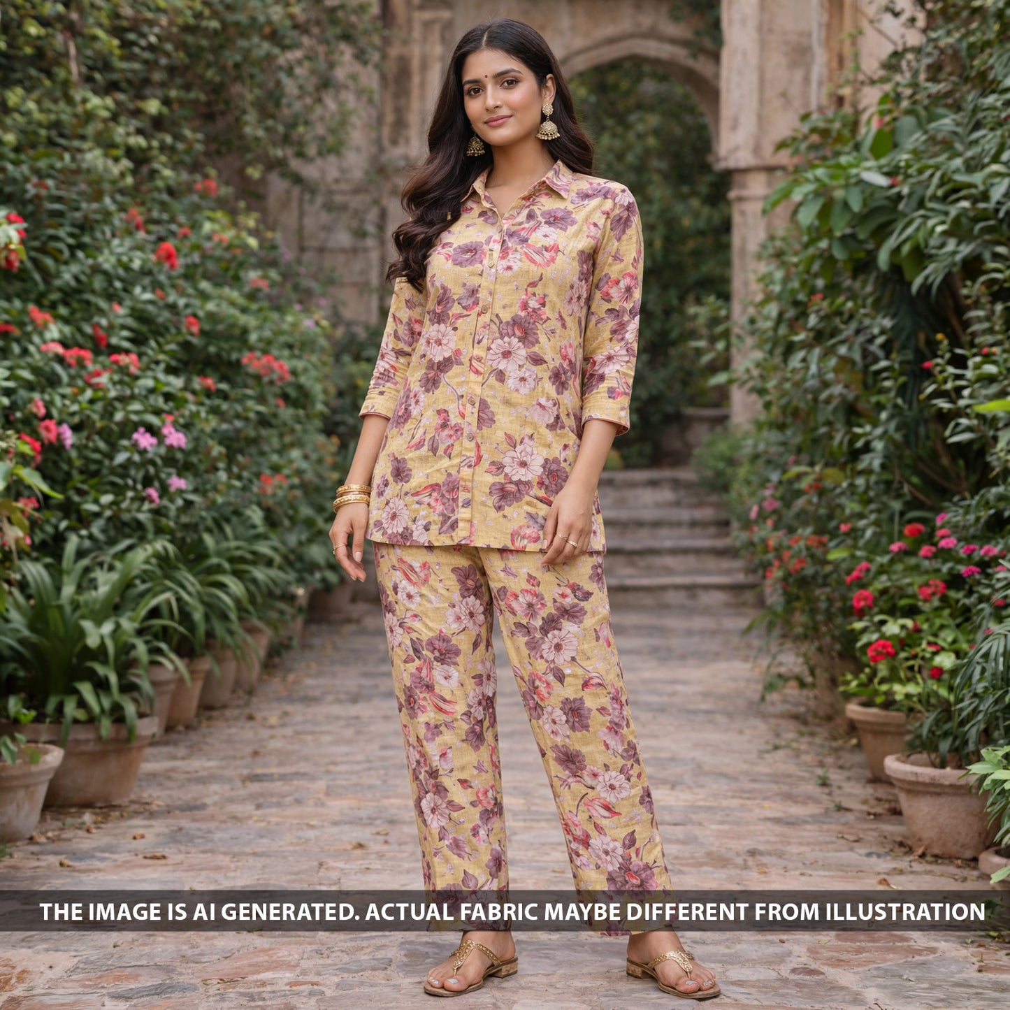 Printed Linen Cotton Fabric - F6089