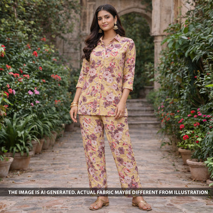 Printed Linen Cotton Fabric - F6089