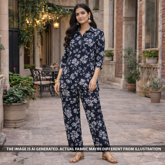 Printed Linen Cotton Fabric - F6090