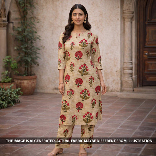 Block Print Handloom Cotton Fabric - F6086