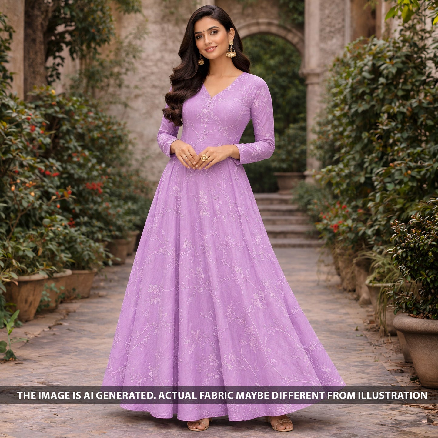 Doria Embroidered Croma Silk Fabric - F6094