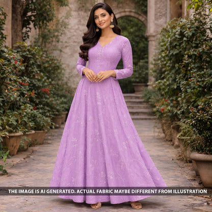 Doria Embroidered Croma Silk Fabric - F6094