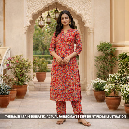 Kalamkari Print Handloom Cotton Fabric - F6134