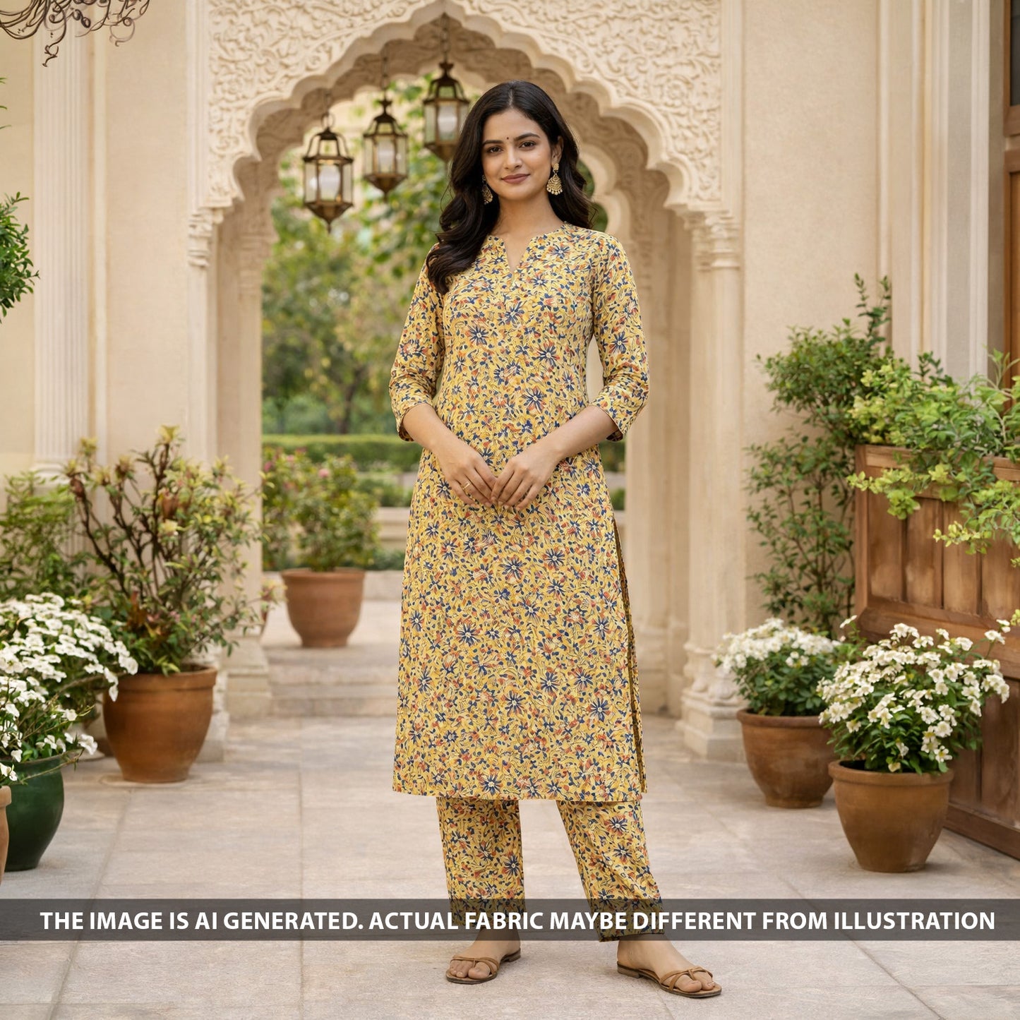 Kalamkari Print Handloom Cotton Fabric - F6138