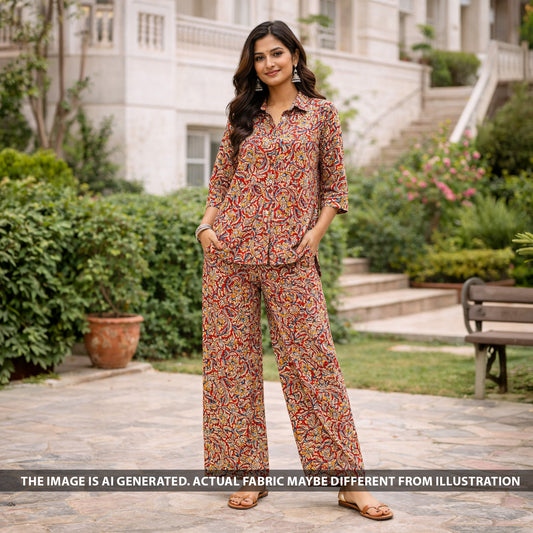 Kalamkari Print Handloom Cotton Fabric - F6139