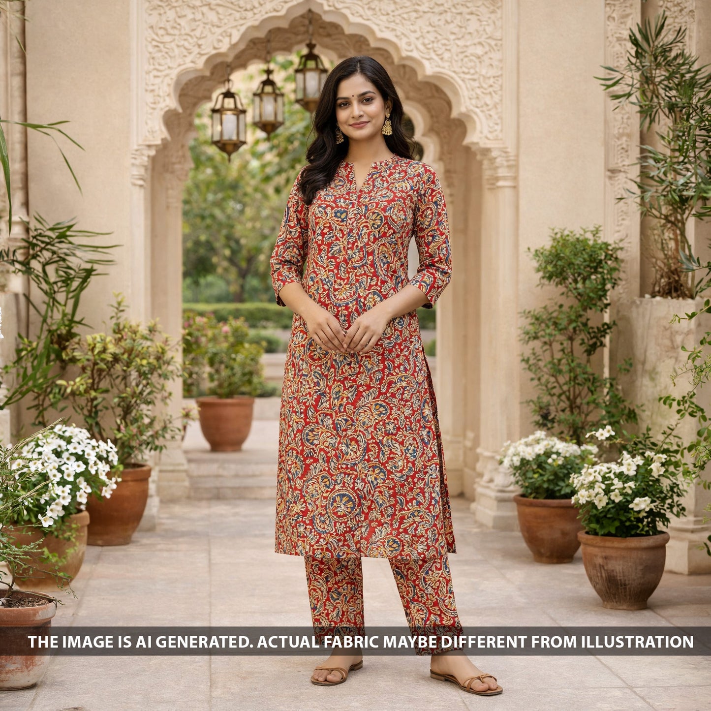 Kalamkari Print Handloom Cotton Fabric - F6140