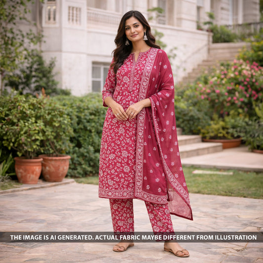 Thread Sequins Embroidered Kota Cotton Dupatta Fabric - F6145