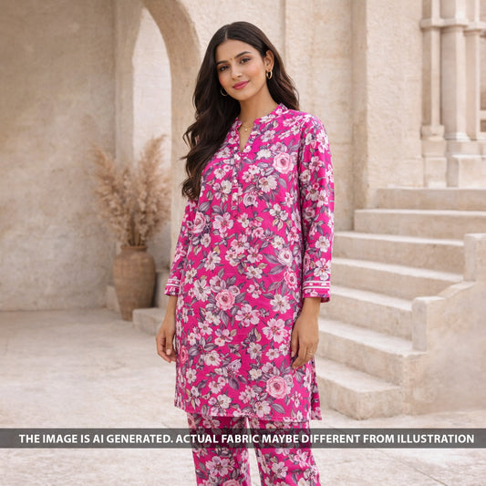 Printed Linen Cotton Fabric - F6154