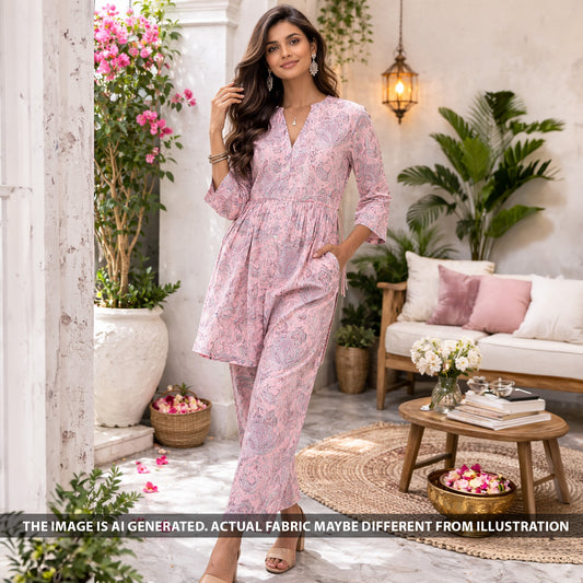 Printed Linen Cotton Fabric - F6157