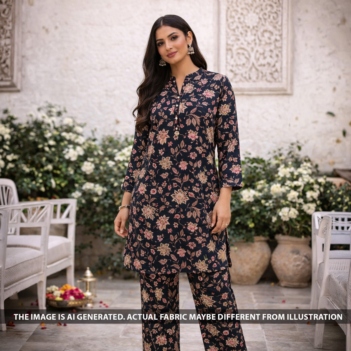 Printed Linen Cotton Fabric - F6158