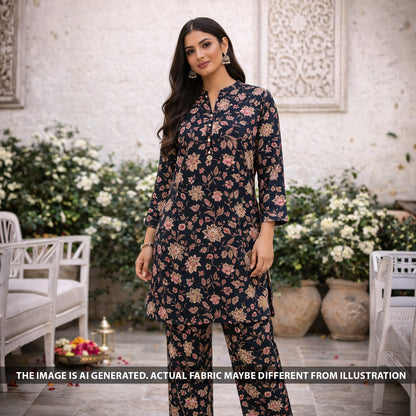 Printed Linen Cotton Fabric - F6158