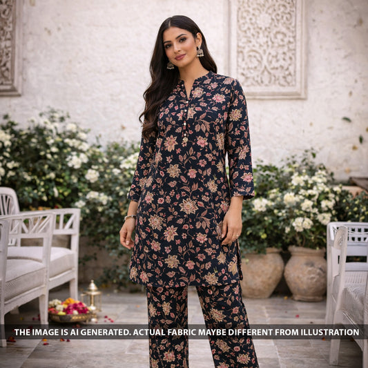 Printed Linen Cotton Fabric - F6158