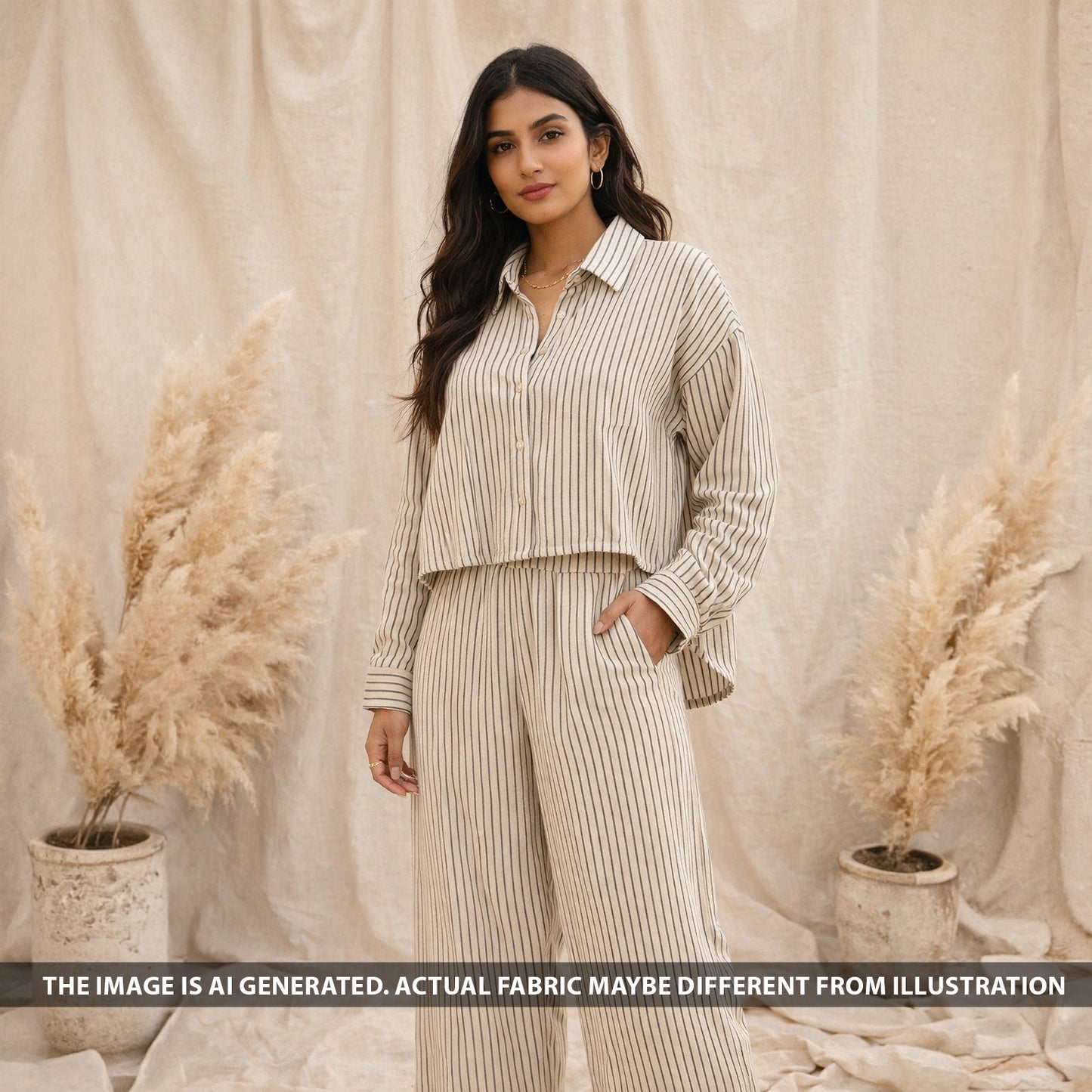Stripes Linen Slub Fabric - F6150