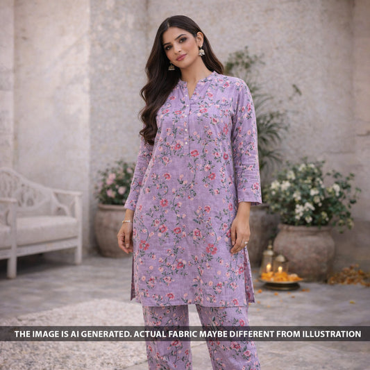 Printed Linen Cotton Fabric - F6164