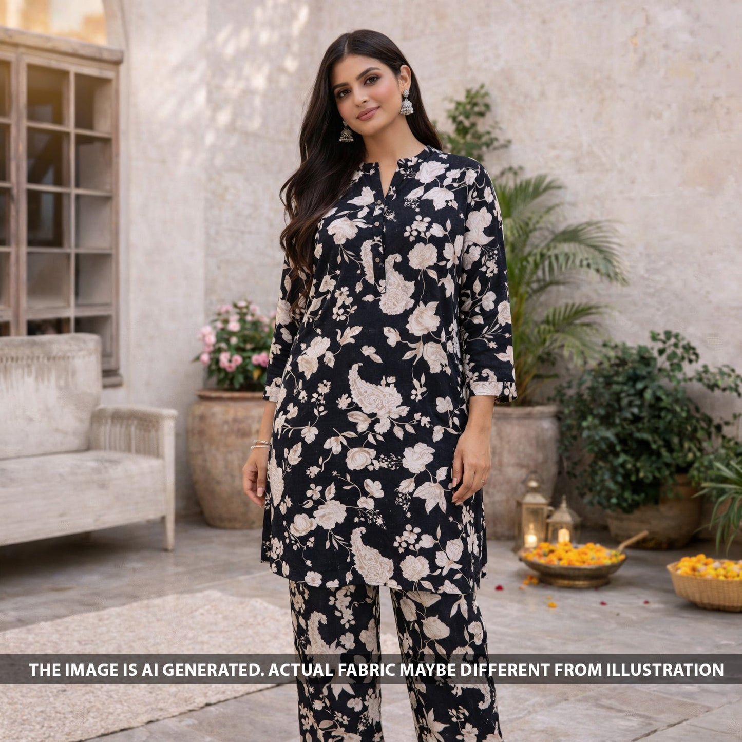 Printed Linen Cotton Fabric - F6160