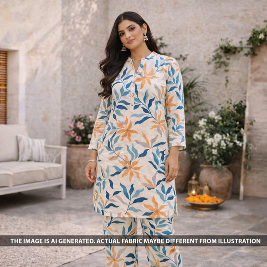 Printed Linen Cotton Fabric - F6162