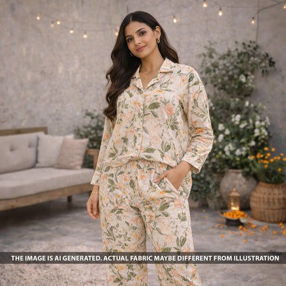 Printed Linen Cotton Fabric - F6163