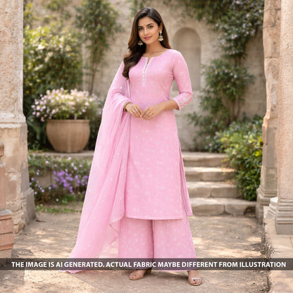 Thread Embroidered Kota Cotton Fabric - F6184