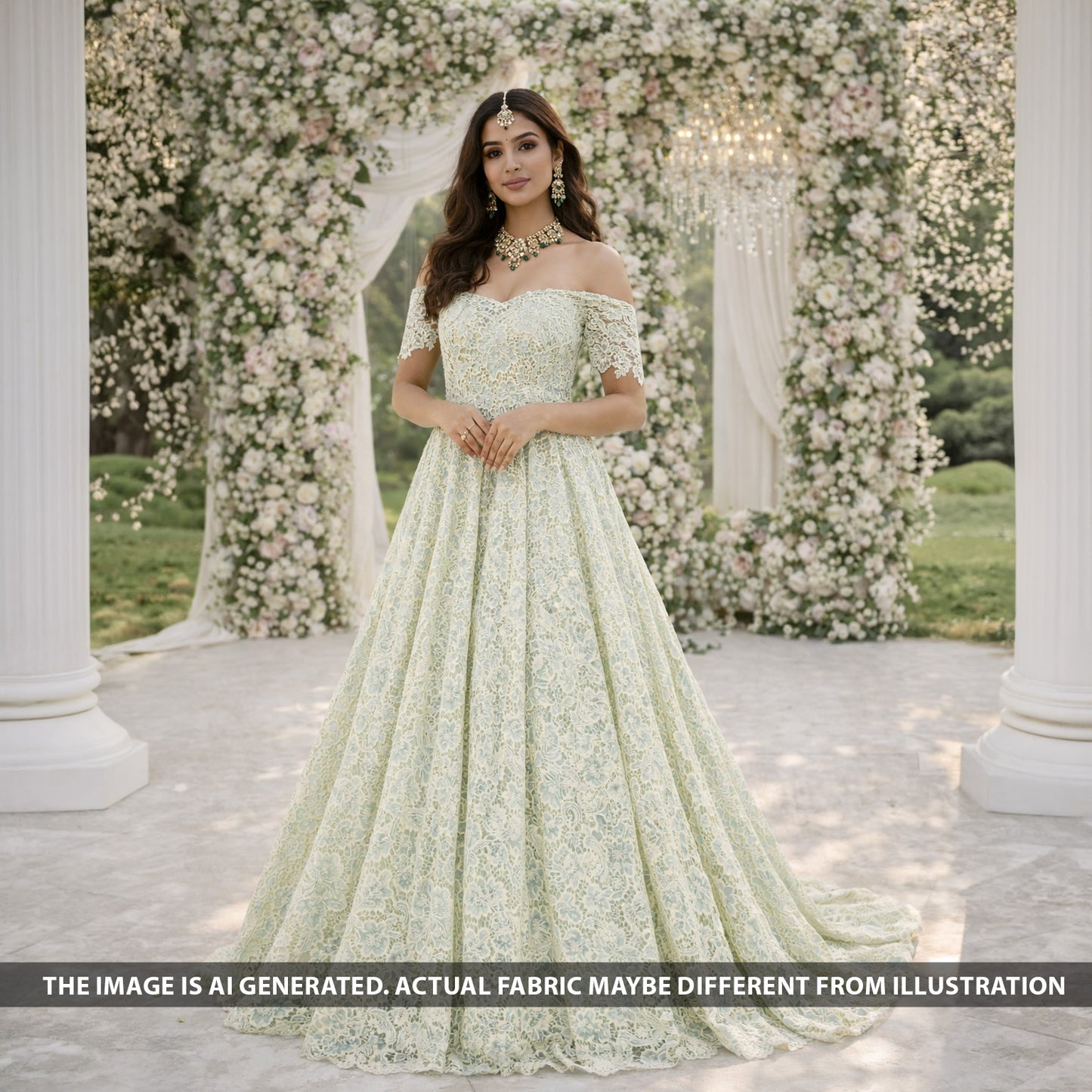 Imported Sequins Cut Work Organza Fabric - F5994