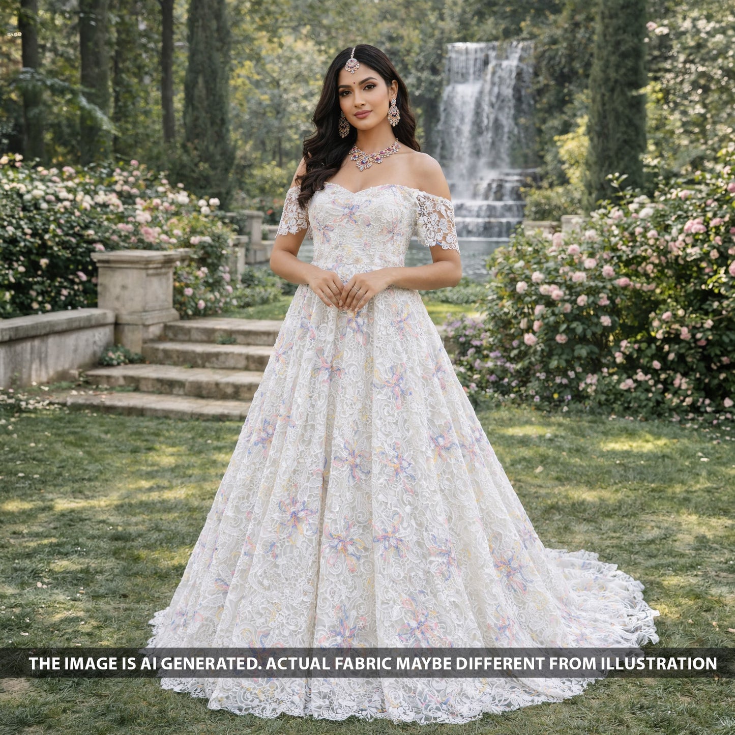 Imported Cut Work Organza Fabric - F5996