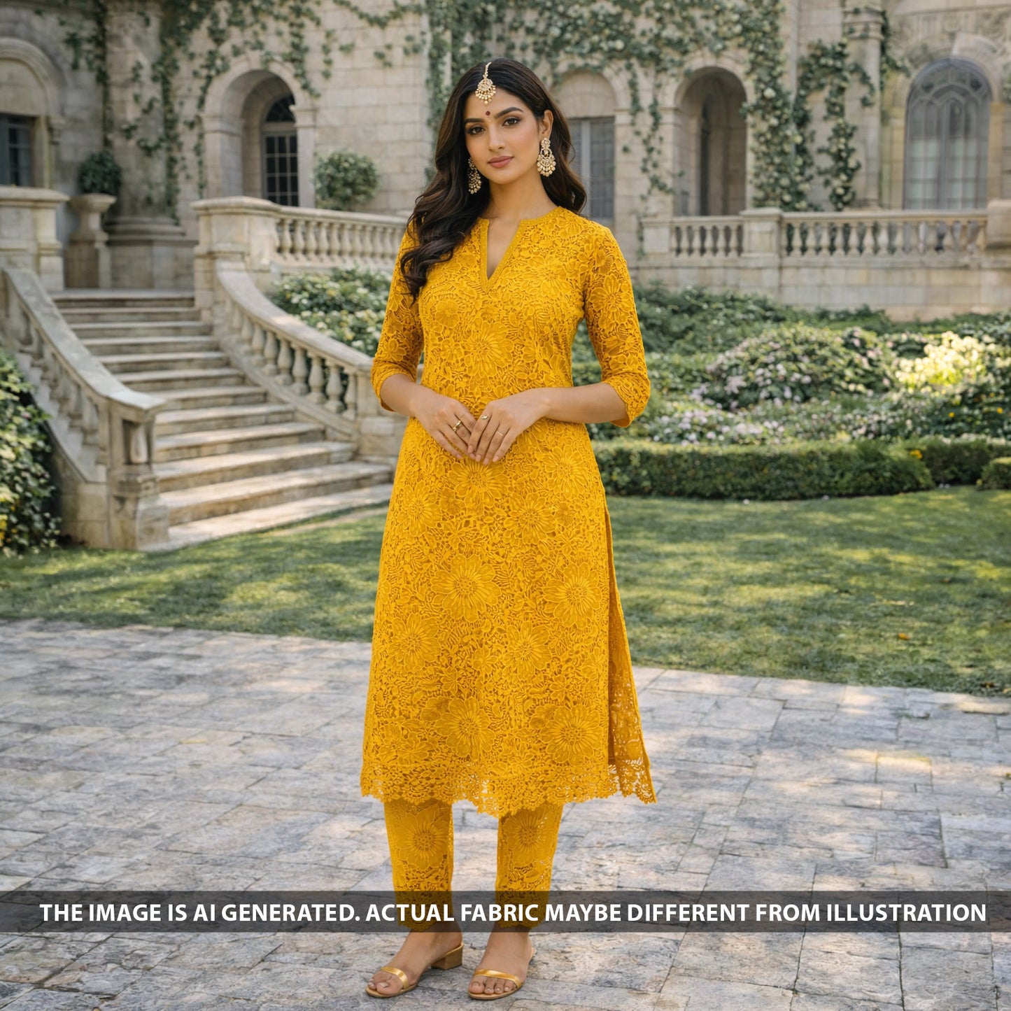 Imported Sequins Cut Work Crepe Fabric - F5998