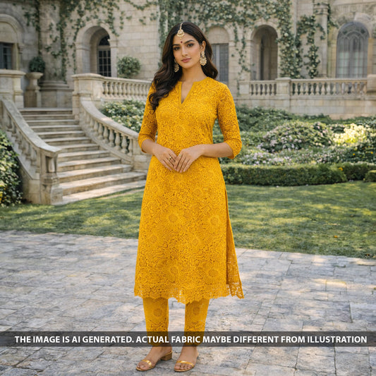 Imported Sequins Cut Work Crepe Fabric - F5998