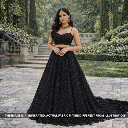 Cut Dana Pearl Embroidered Net Fabric - F5999