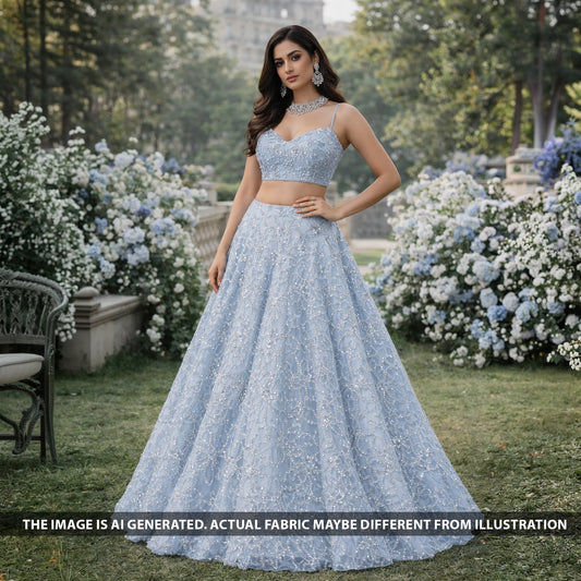 Cut Dana Pearl Embroidered Net Fabric - F6006