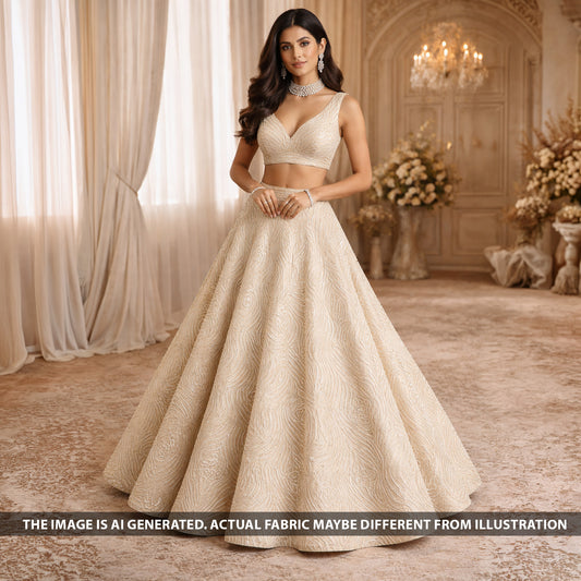 Dyeable Thread Work Doria Shimmer Tissue Fabric - F6001