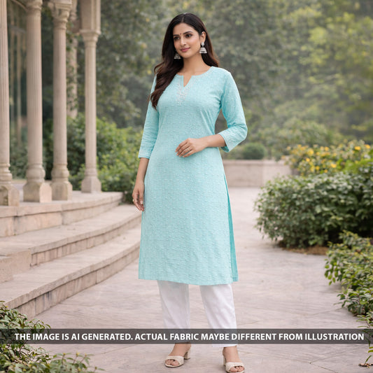 Chikankari Rayon Cotton Fabric - F6032