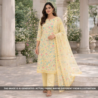 Thread Embroidered Cotton Fabric - F6038