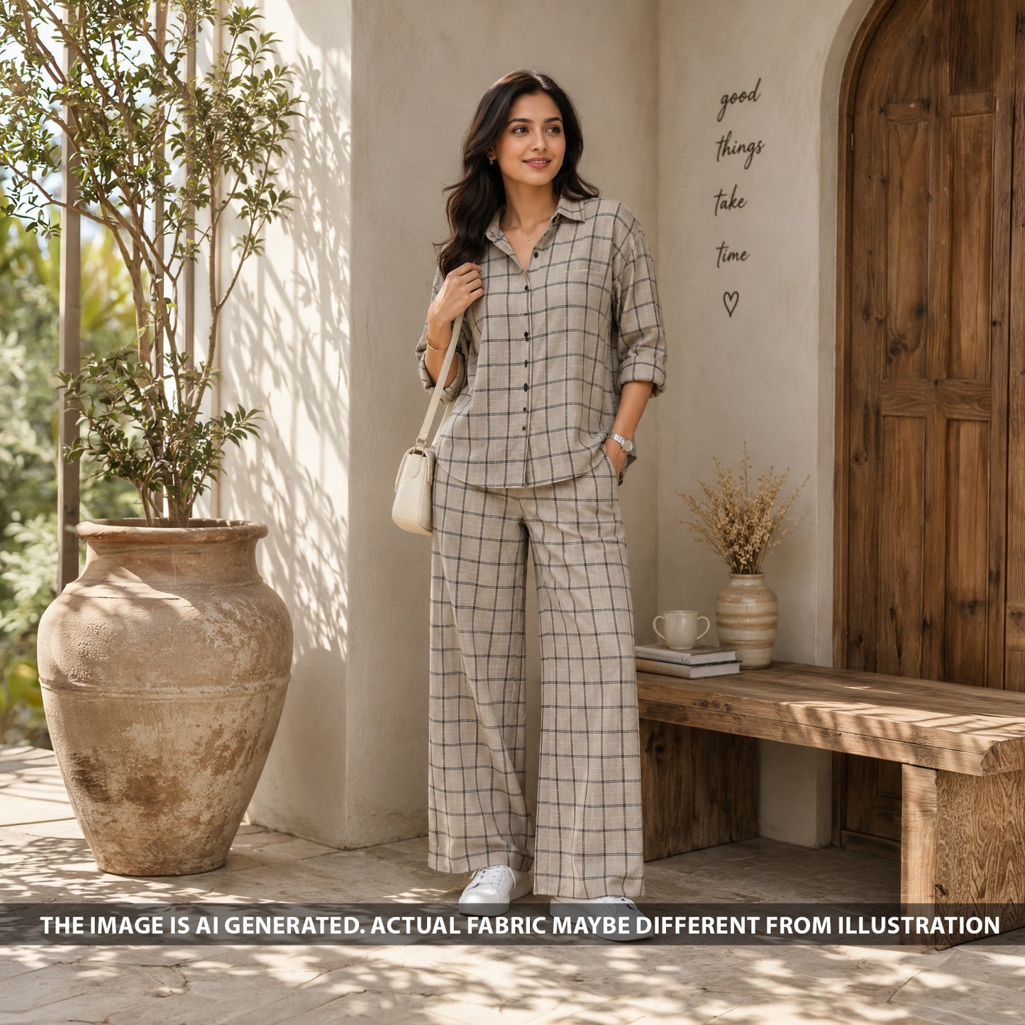 Check Weave linen Cotton Fabric - F6516