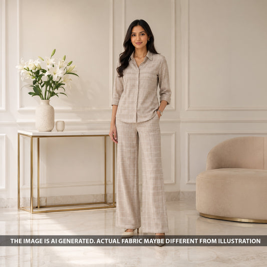 Check Weave linen Cotton Fabric - F6518