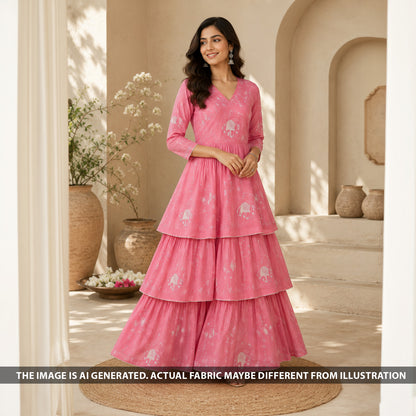 Cut Dana Thread Sequins Embroidered Mul Chanderi Fabric - F6519