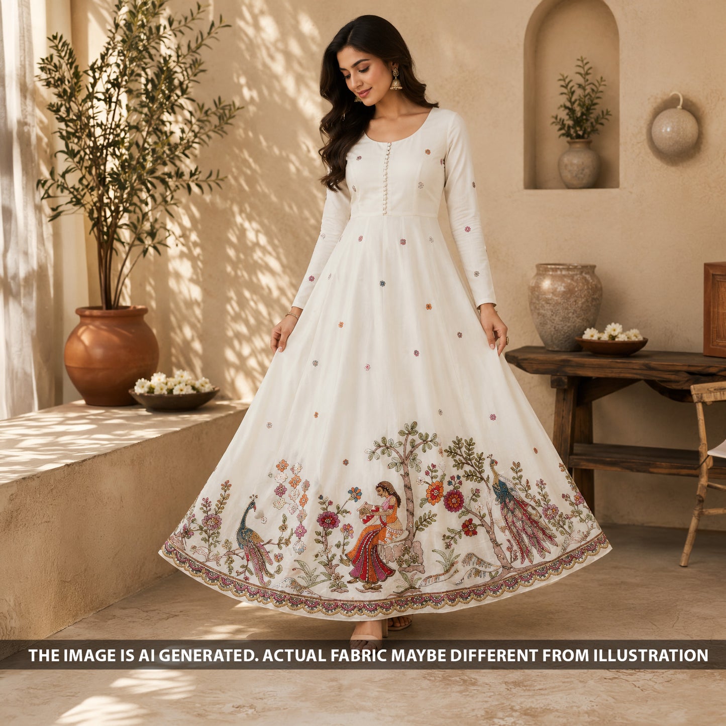 Cut Dana Thread Zari Sequins Work Kora Cotton Fabric - F6557