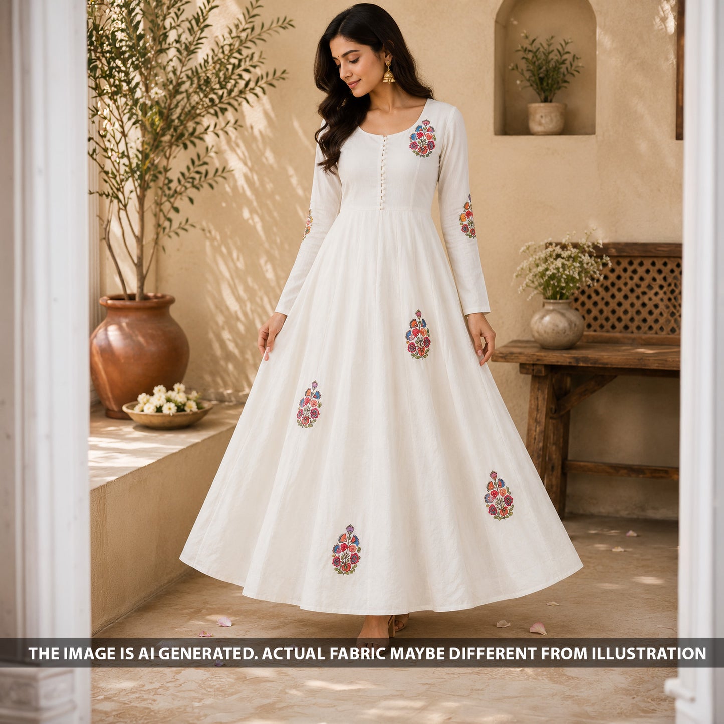 Cut Dana Thread Sequins Work Kora Cotton Fabric - F6558