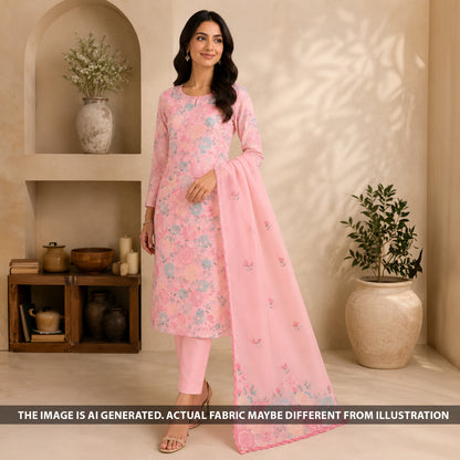 Thread Embroidered Cotton Fabric - F6563
