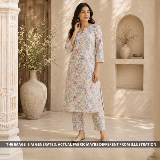 Digital Print Slub Cotton Fabric - F6581