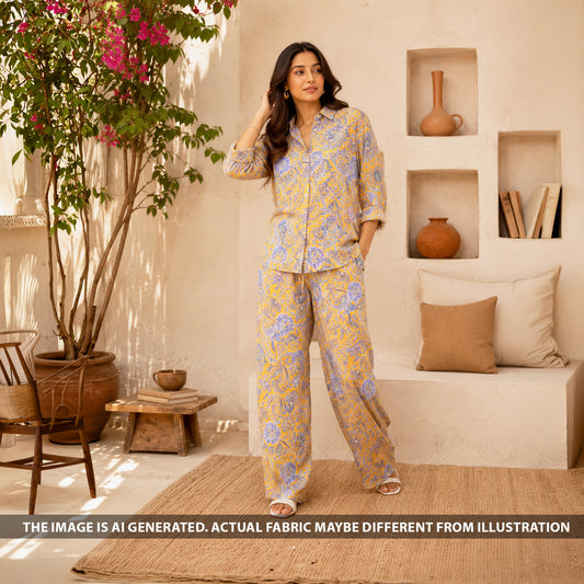 Digital Print Slub Cotton Fabric - F6576