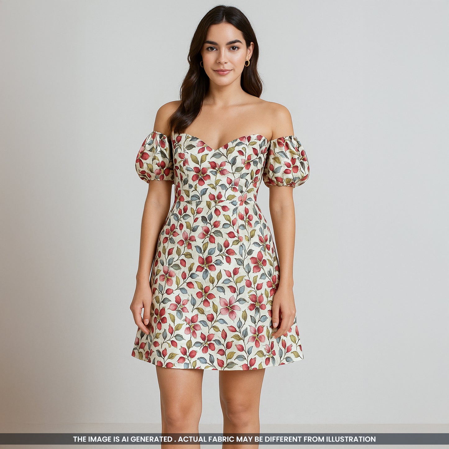 Floral Print Japani Satin Fabric- F3818