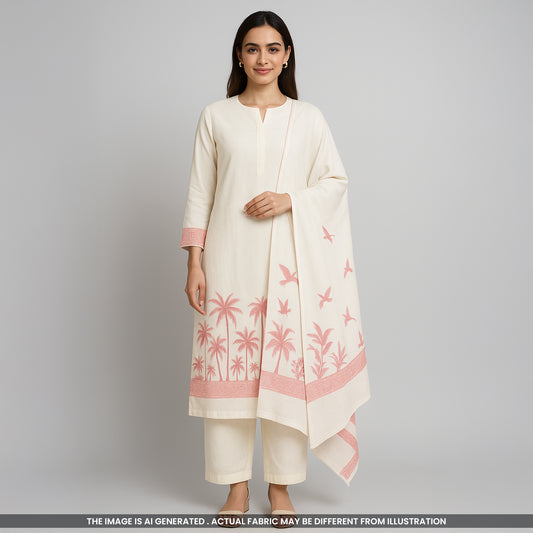 Thread Embroidered Kora Cotton Fabric- F3820